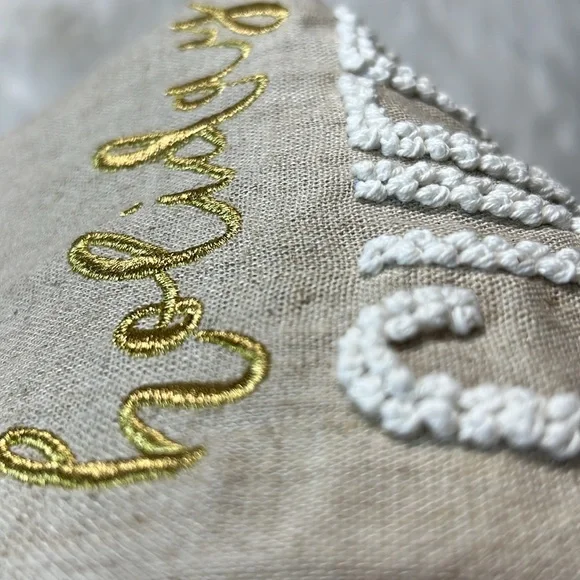 MUDPIE Set 2 Holiday Hand Towels NEW Linen Embroidery FrenchKnot Cheer Christmas - Picture 13 of 13